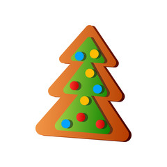 Cute xmas fir tree gingerbread with colorful dots