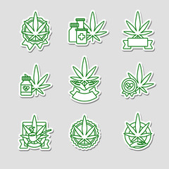 Cannabis, marijuana labels and elements set. Cannabis icon collection. Vector