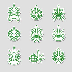 Cannabis, marijuana labels and elements set. Cannabis icon collection. Vector