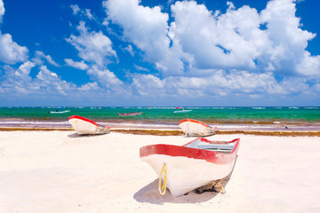 Tropical beach at Tulum on the Mayan Riviera in Mexico