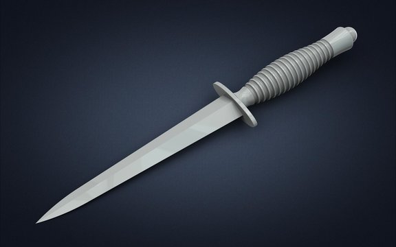 3d illustration of dirk knife isolated on blue