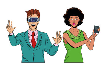 couple with virtual reality headset