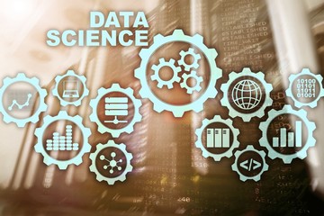 Data Science Artificial Intelligence Concept. Futuristic Supercomputer background