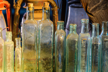 Old antique tincture and medicine bottles.