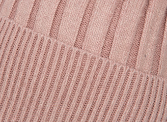 background of knitted wool threads, knitting on the cap, headdress close-up