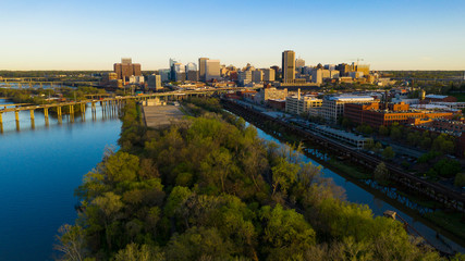 Early Morning Light Downtown City Skyline Riverfront Park Richmond Virginia