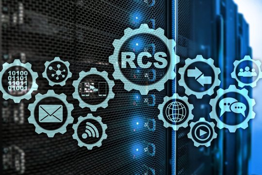 RCS. Rich Communication Services. ommunication Protocol. Technology concept