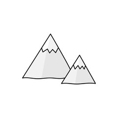 Cute hand drawn mountains outlined vector illustration. Mountain symbol, isolated.