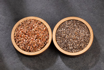 Organic chia and linseed seeds - Text space