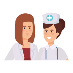 Fototapeta premium professionals female doctor and nurse characters