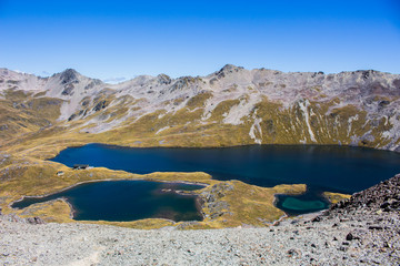 Lake in the mountains, Angelus hut, south island, New Zealand.