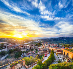 Fototapeta premium Sunrise over old famous medieval village Stilo in Calabria