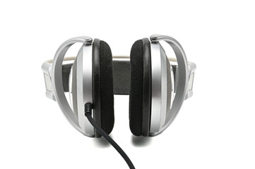 Fototapeta na wymiar Vintage headphones for listening to sound and music on a white background