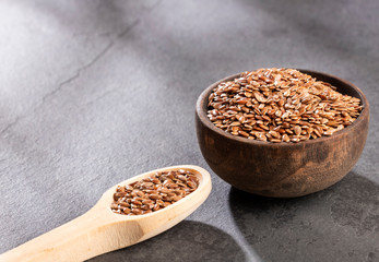 Linseed organic seeds - Linum usitatissimum. Text space