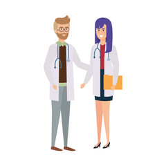 couple of professionals doctors avatars characters