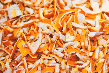 Dried tangerine peel. Close-up. Background. Texture.