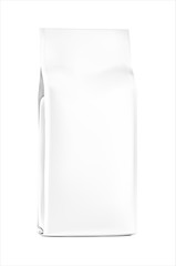 Food bag on white background. Vector illustration on white background. Can be use for coffee, tea, salt, snack, flour and etc. Packaging mockup ready for your design, presentation, promo, adv. EPS10.