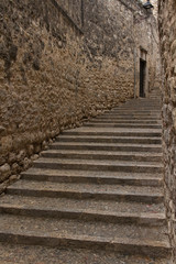 Stone staircase in Girona Spain