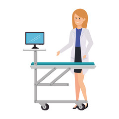 female doctor with monitor in stretcher