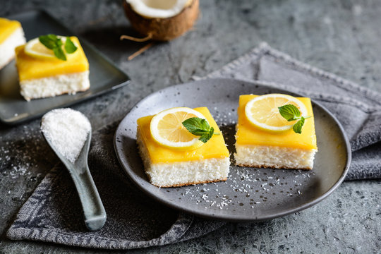 Delicious Coconut Bars With Lemon Curd