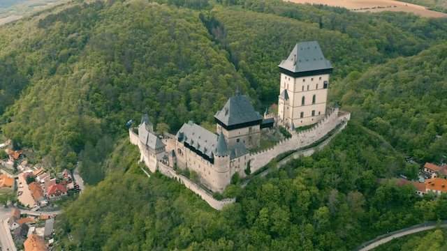 Aerial view of Karlstejn Castle
