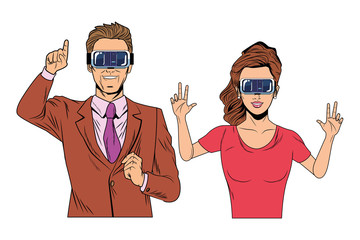 couple wearing virtual reality headset