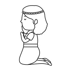 little girl kneeling first communion character