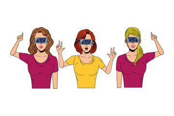 women with virtual reality headset
