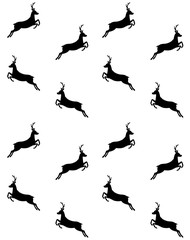 Vector seamless pattern of black deer silhouette isolated on white background