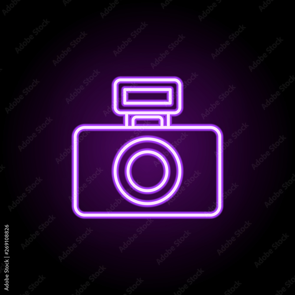 Aufkleber camera flash neon icon. elements of photography set. simple icon for websites, web design, mobile ap