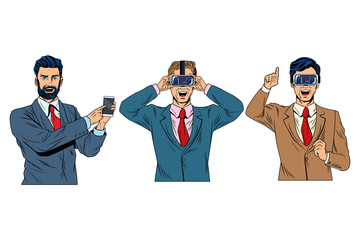Obraz premium men with virtual reality headset
