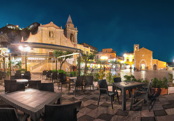 Belvedere of Taormina and San Giuseppe church on the square Piazza IX Aprile in Taormina