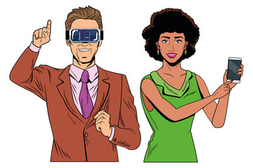 couple with virtual reality headset
