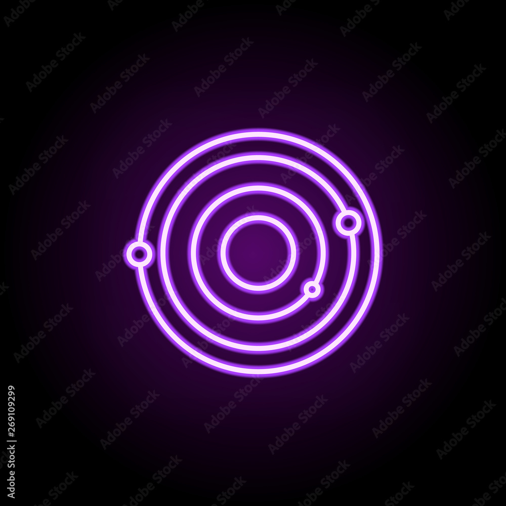 Poster solar system neon icon. elements of cartooning space set. simple icon for websites, web design, mobi