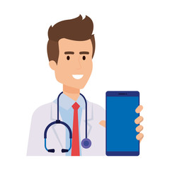 professional doctor with smartphone telemedicine