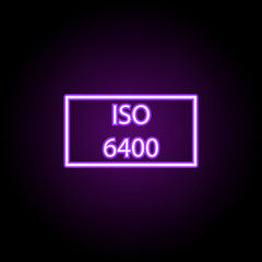 ISO 6400 neon icon. Elements of photography set. Simple icon for websites, web design, mobile app, info graphics