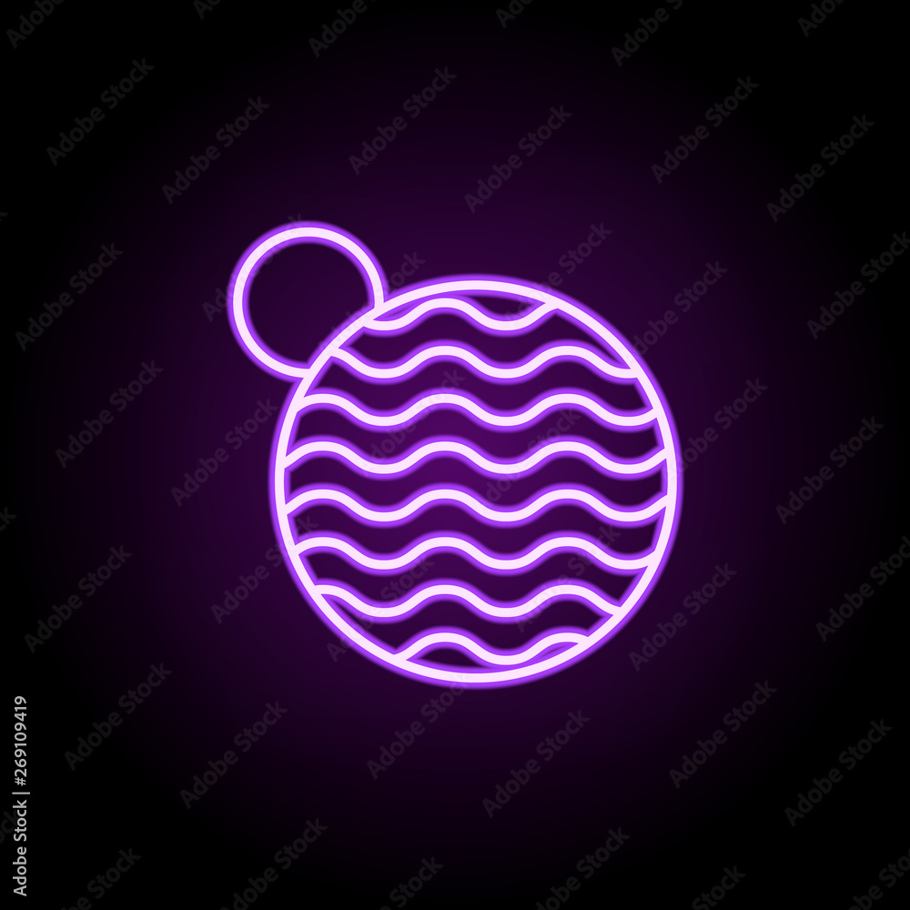Poster planets neon icon. elements of cartooning space set. simple icon for websites, web design, mobile ap