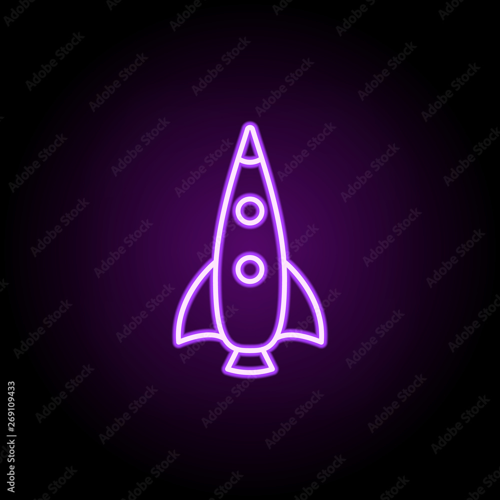 Poster rocket neon icon. elements of cartooning space set. simple icon for websites, web design, mobile app