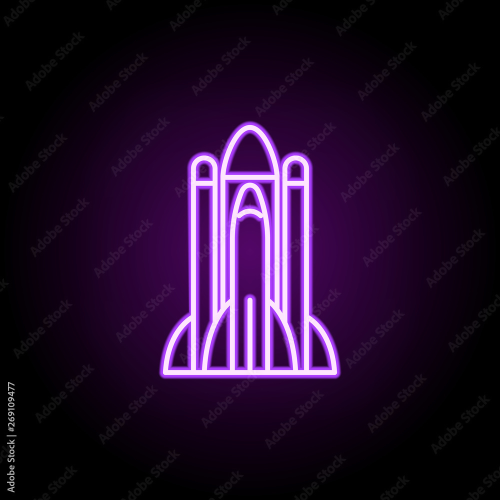 Poster rocket neon icon. elements of cartooning space set. simple icon for websites, web design, mobile app