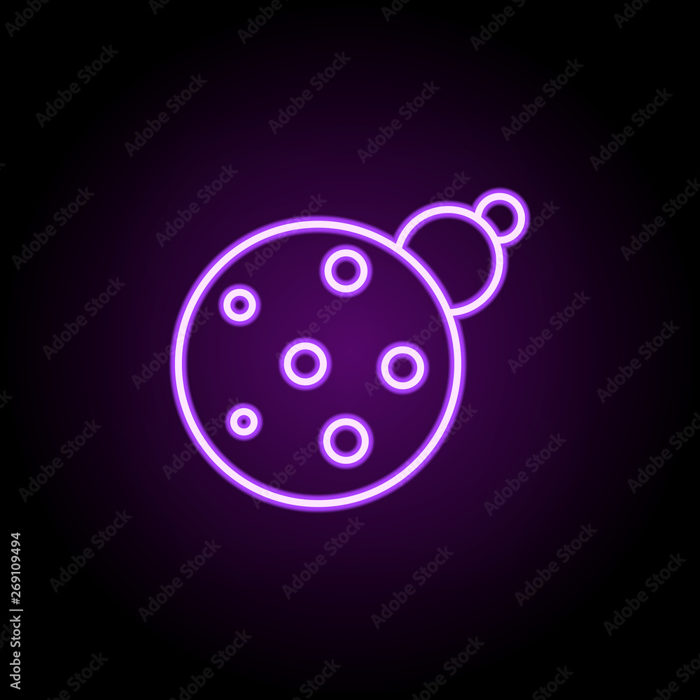 Poster parade of planets neon icon. elements of cartooning space set. simple icon for websites, web design,