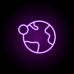 Earth neon icon. Elements of Cartooning space set. Simple icon for websites, web design, mobile app, info graphics