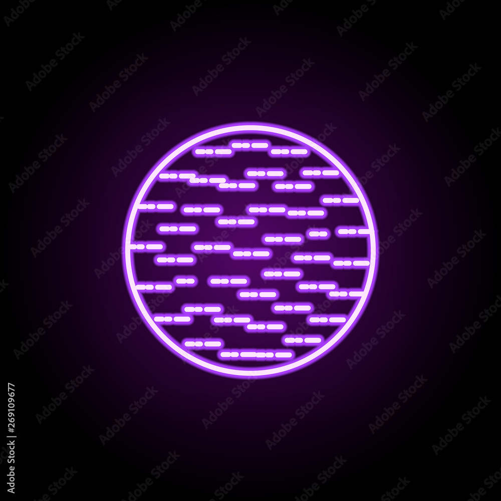 Poster planet neon icon. elements of cartooning space set. simple icon for websites, web design, mobile app