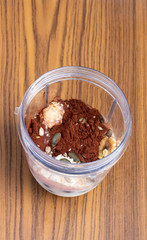 Ingredients for making a tasty protein breakfast shake