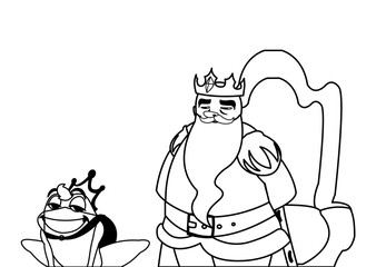 king on throne with toad prince characters