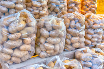 Packs of Fresh Potatoe on Display for Sale.