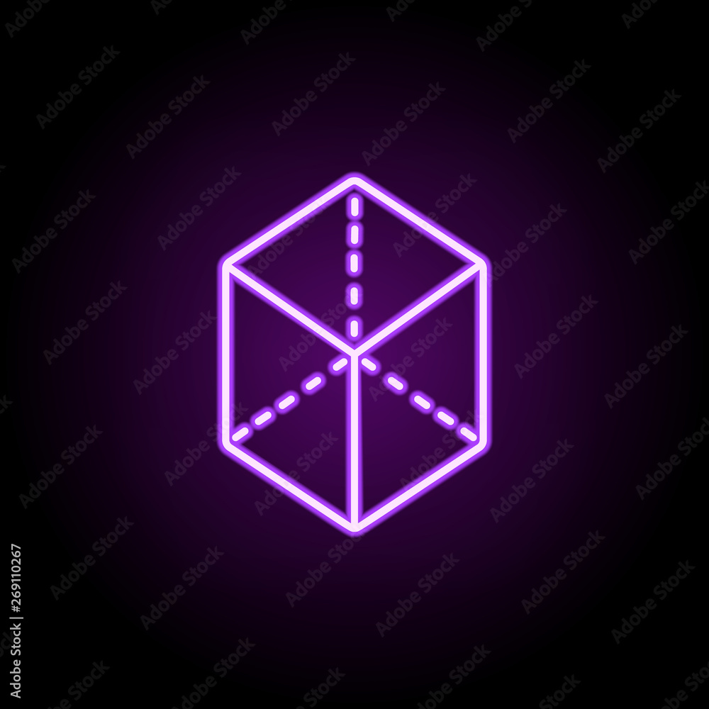 Poster 3d pentagon neon icon. elements of geometric figures set. simple icon for websites, web design, mobi