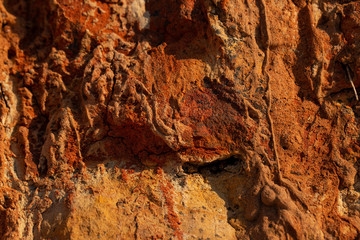 Multi-colored sandy sedimentary rock.  Places in the south of Europe.