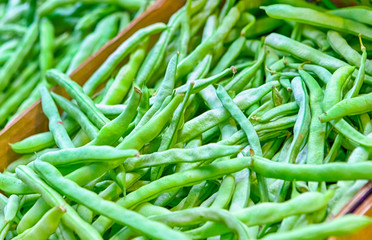 Lots of String Beans on Box Prepared for Sale