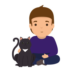 cute little boy with kitty