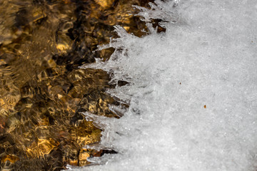Growing ice on the winter creek